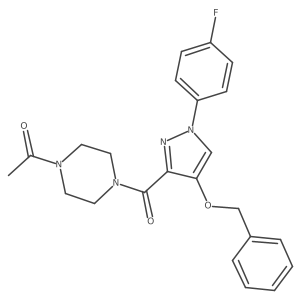 1-(4-(4-(benzyloxy)-1-(4-fluorophenyl)-1H-pyrazole-3-carbonyl)piperazin-1-yl)ethanone Structure