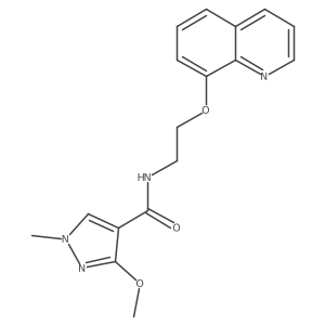 3-methoxy-1-methyl-N-(2-(quinolin-8-yloxy)ethyl)-1H-pyrazole-4-carboxamide结构式