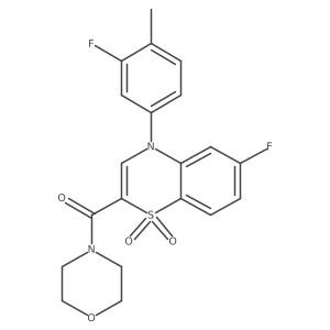 (6-fluoro-4-(3-fluoro-4-methylphenyl)-1,1-dioxido-4H-benzo[b][1,4]thiazin-2-yl)(morpholino)methanone结构式