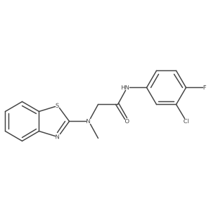 2-(benzo[d]thiazol-2-yl(methyl)amino)-N-(3-chloro-4-fluorophenyl)acetamide结构式