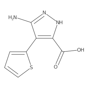 5-amino-4-(thiophen-2-yl)-1H-pyrazole-3-carboxylic acid结构式