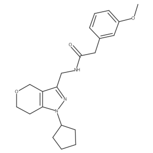 N-((1-cyclopentyl-1,4,6,7-tetrahydropyrano[4,3-c]pyrazol-3-yl)methyl)-2-(3-methoxyphenyl)acetamide结构式