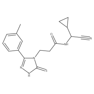 N-[cyano(cyclopropyl)methyl]-3-[3-(3-methylphenyl)-5-sulfanyl-4H-1,2,4-triazol-4-yl]propanamide Structure