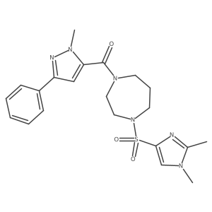 (4-((1,2-dimethyl-1H-imidazol-4-yl)sulfonyl)-1,4-diazepan-1-yl)(1-methyl-3-phenyl-1H-pyrazol-5-yl)methanone结构式