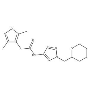 2-(3,5-dimethylisoxazol-4-yl)-N-(1-((tetrahydro-2H-pyran-2-yl)methyl)-1H-pyrazol-4-yl)acetamide Structure