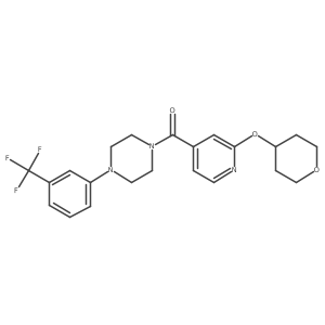 (2-((tetrahydro-2H-pyran-4-yl)oxy)pyridin-4-yl)(4-(3-(trifluoromethyl)phenyl)piperazin-1-yl)methanone结构式