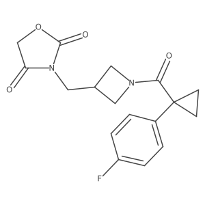 3-((1-(1-(4-Fluorophenyl)cyclopropanecarbonyl)azetidin-3-yl)methyl)oxazolidine-2,4-dione Structure