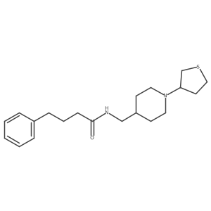 4-phenyl-N-((1-(tetrahydrothiophen-3-yl)piperidin-4-yl)methyl)butanamide结构式