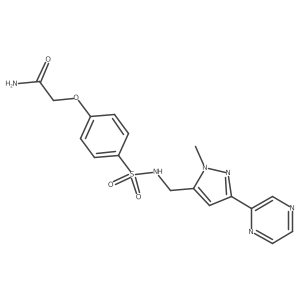 2-(4-(N-((1-methyl-3-(pyrazin-2-yl)-1H-pyrazol-5-yl)methyl)sulfamoyl)phenoxy)acetamide结构式