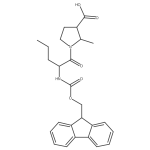 1-[(2R)-2-({[(9H-fluoren-9-yl)methoxy]carbonyl}amino)pentanoyl]-2-methylpyrrolidine-3-carboxylic acid结构式