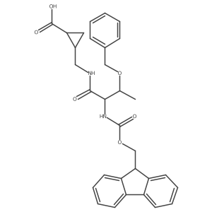 2-{[3-(benzyloxy)-2-({[(9H-fluoren-9-yl)methoxy]carbonyl}amino)butanamido]methyl}cyclopropane-1-carboxylic acid Structure