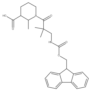 1-[3-({[(9H-fluoren-9-yl)methoxy]carbonyl}amino)-2,2-dimethylpropanoyl]-2-methylpiperidine-3-carboxylic acid结构式