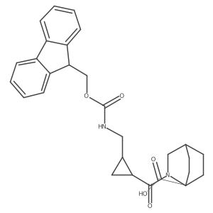 rac-2-[(1R,2S)-2-[({[(9H-fluoren-9-yl)methoxy]carbonyl}amino)methyl]cyclopropanecarbonyl]-2-azabicyclo[2.2.2]octane-1-carboxylic acid Structure