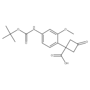 1-(4-{[(Tert-butoxy)carbonyl]amino}-2-methoxyphenyl)-3-oxocyclobutane-1-carboxylic acid结构式