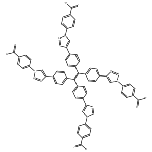 4,4',4'',4'''-((Ethene-1,1,2,2-tetrayltetrakis(benzene-4,1-diyl))tetrakis(1H-1,2,3-triazole-4,1-diyl))tetrabenzoic acid Structure