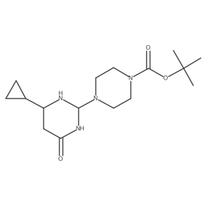 Tert-butyl 4-(4-cyclopropyl-6-oxo-1,3-diazinan-2-yl)piperazine-1-carboxylate结构式