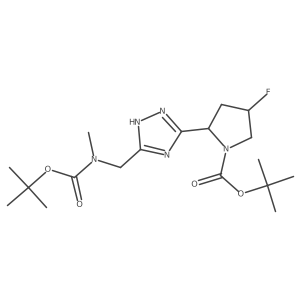 tert-butyl (2R,4S)-2-[3-({[(tert-butoxy)carbonyl](methyl)amino}methyl)-1H-1,2,4-triazol-5-yl]-4-fluoropyrrolidine-1-carboxylate结构式