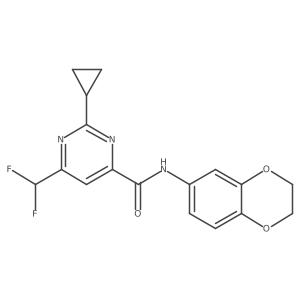 2-cyclopropyl-6-(difluoromethyl)-N-(2,3-dihydro-1,4-benzodioxin-6-yl)pyrimidine-4-carboxamide结构式