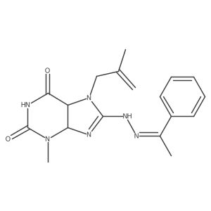 3-methyl-7-(2-methylprop-2-enyl)-8-[(2E)-2-(1-phenylethylidene)hydrazinyl]-4,5-dihydropurine-2,6-dione Structure