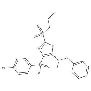 N-benzyl-4-((4-chlorophenyl)sulfonyl)-N-methyl-2-(propylsulfonyl)thiazol-5-amine结构式