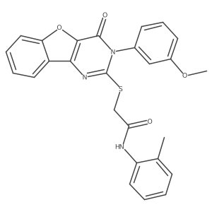 2-((3-(3-methoxyphenyl)-4-oxo-3,4-dihydrobenzofuro[3,2-d]pyrimidin-2-yl)thio)-N-(o-tolyl)acetamide Structure