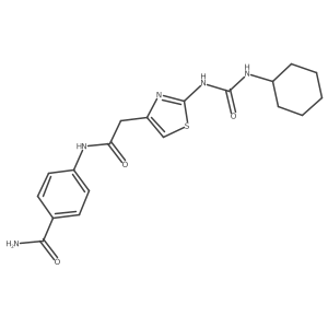 4-(2-(2-(3-Cyclohexylureido)thiazol-4-yl)acetamido)benzamide结构式
