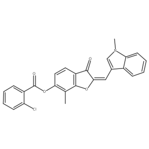 (2E)-7-methyl-2-[(1-methyl-1H-indol-3-yl)methylidene]-3-oxo-2,3-dihydro-1-benzofuran-6-yl 2-chlorobenzoate Structure