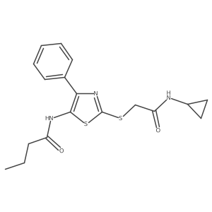 N-(2-((2-(cyclopropylamino)-2-oxoethyl)thio)-4-phenylthiazol-5-yl)butyramide Structure
