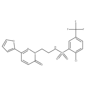 2-chloro-N-(2-(3-(furan-2-yl)-6-oxopyridazin-1(6H)-yl)ethyl)-5-(trifluoromethyl)benzenesulfonamide结构式
