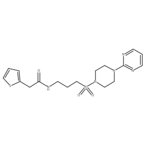 N-(3-((4-(pyrimidin-2-yl)piperazin-1-yl)sulfonyl)propyl)-2-(thiophen-2-yl)acetamide结构式
