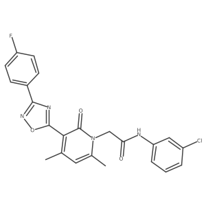 N-(3-chlorophenyl)-2-(3-(3-(4-fluorophenyl)-1,2,4-oxadiazol-5-yl)-4,6-dimethyl-2-oxopyridin-1(2H)-yl)acetamide结构式
