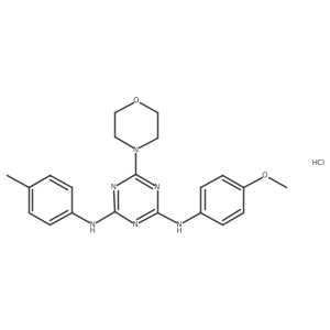 N2-(4-methoxyphenyl)-6-morpholino-N4-(p-tolyl)-1,3,5-triazine-2,4-diamine hydrochloride结构式