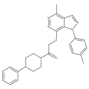 2-((4-methyl-1-(p-tolyl)-1H-pyrazolo[3,4-d]pyridazin-7-yl)thio)-1-(4-phenylpiperazin-1-yl)ethanone结构式