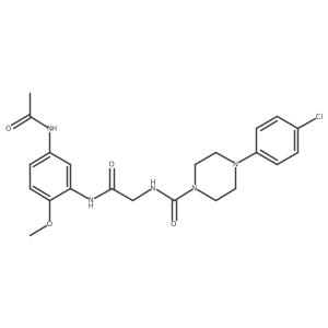 N-(2-{[5-(acetylamino)-2-methoxyphenyl]amino}-2-oxoethyl)-4-(4-chlorophenyl)piperazine-1-carboxamide结构式