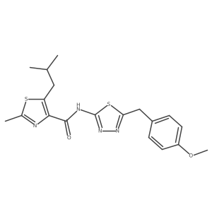 5-isobutyl-N-(5-(4-methoxybenzyl)-1,3,4-thiadiazol-2-yl)-2-methylthiazole-4-carboxamide Structure