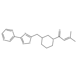 3-Methyl-1-(3-((3-(pyrazin-2-yl)-1,2,4-oxadiazol-5-yl)methyl)piperidin-1-yl)but-2-en-1-one Structure