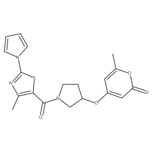6-methyl-4-((1-(4-methyl-2-(1H-pyrrol-1-yl)thiazole-5-carbonyl)pyrrolidin-3-yl)oxy)-2H-pyran-2-one Structure