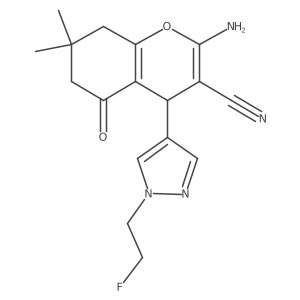 2-Amino-4-(1-(2-fluoroethyl)-1H-pyrazol-4-yl)-7,7-dimethyl-5-oxo-5,6,7,8-tetrahydro-4H-chromene-3-carbonitrile结构式