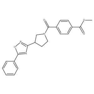 Methyl 4-[3-(5-phenyl-1,2,4-oxadiazol-3-yl)pyrrolidine-1-carbonyl]benzoate结构式