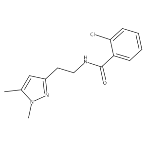 2-chloro-N-(2-(1,5-dimethyl-1H-pyrazol-3-yl)ethyl)benzamide结构式