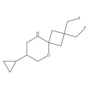 7-Cyclopropyl-2,2-bis(fluoromethyl)-5-oxa-9-azaspiro[3.5]nonane结构式
