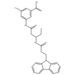 3-chloro-5-[(3R)-3-({[(9H-fluoren-9-yl)methoxy]carbonyl}amino)pentanamido]benzoic acid结构式