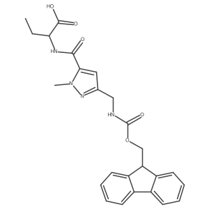 2-({3-[({[(9H-fluoren-9-yl)methoxy]carbonyl}amino)methyl]-1-methyl-1H-pyrazol-5-yl}formamido)butanoic acid Structure