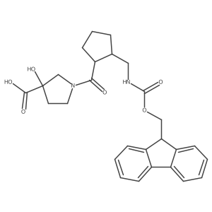 1-{2-[({[(9H-fluoren-9-yl)methoxy]carbonyl}amino)methyl]cyclopentanecarbonyl}-3-hydroxypyrrolidine-3-carboxylic acid结构式