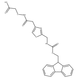 2-[(2-{2-[({[(9H-fluoren-9-yl)methoxy]carbonyl}amino)methyl]-1,3-thiazol-4-yl}acetamido)oxy]acetic acid结构式