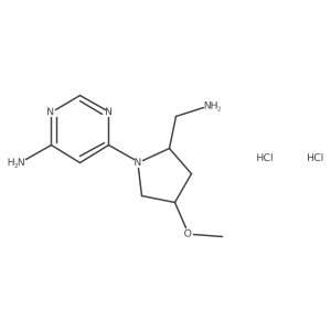 6-[(2R,4R)-2-(aminomethyl)-4-methoxypyrrolidin-1-yl]pyrimidin-4-amine dihydrochloride结构式