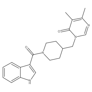 3-{[1-(1H-indole-3-carbonyl)piperidin-4-yl]methyl}-5,6-dimethyl-3,4-dihydropyrimidin-4-one Structure