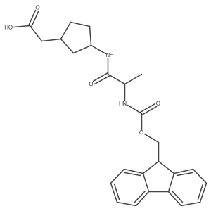 2-[(1RS,3SR)-3-[(2S)-2-({[(9H-fluoren-9-yl)methoxy]carbonyl}amino)propanamido]cyclopentyl]acetic acid结构式