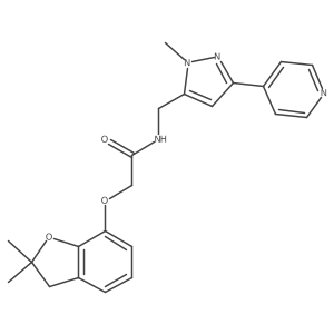 2-[(2,2-dimethyl-2,3-dihydro-1-benzofuran-7-yl)oxy]-N-{[1-methyl-3-(pyridin-4-yl)-1H-pyrazol-5-yl]methyl}acetamide结构式