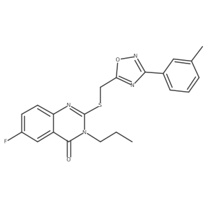6-fluoro-3-propyl-2-(((3-(m-tolyl)-1,2,4-oxadiazol-5-yl)methyl)thio)quinazolin-4(3H)-one结构式